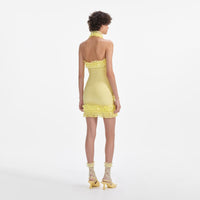 Yellow Knit Zip Ruffle Mini Dress