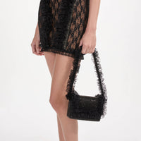 Black Crystal Lace Detail Bag