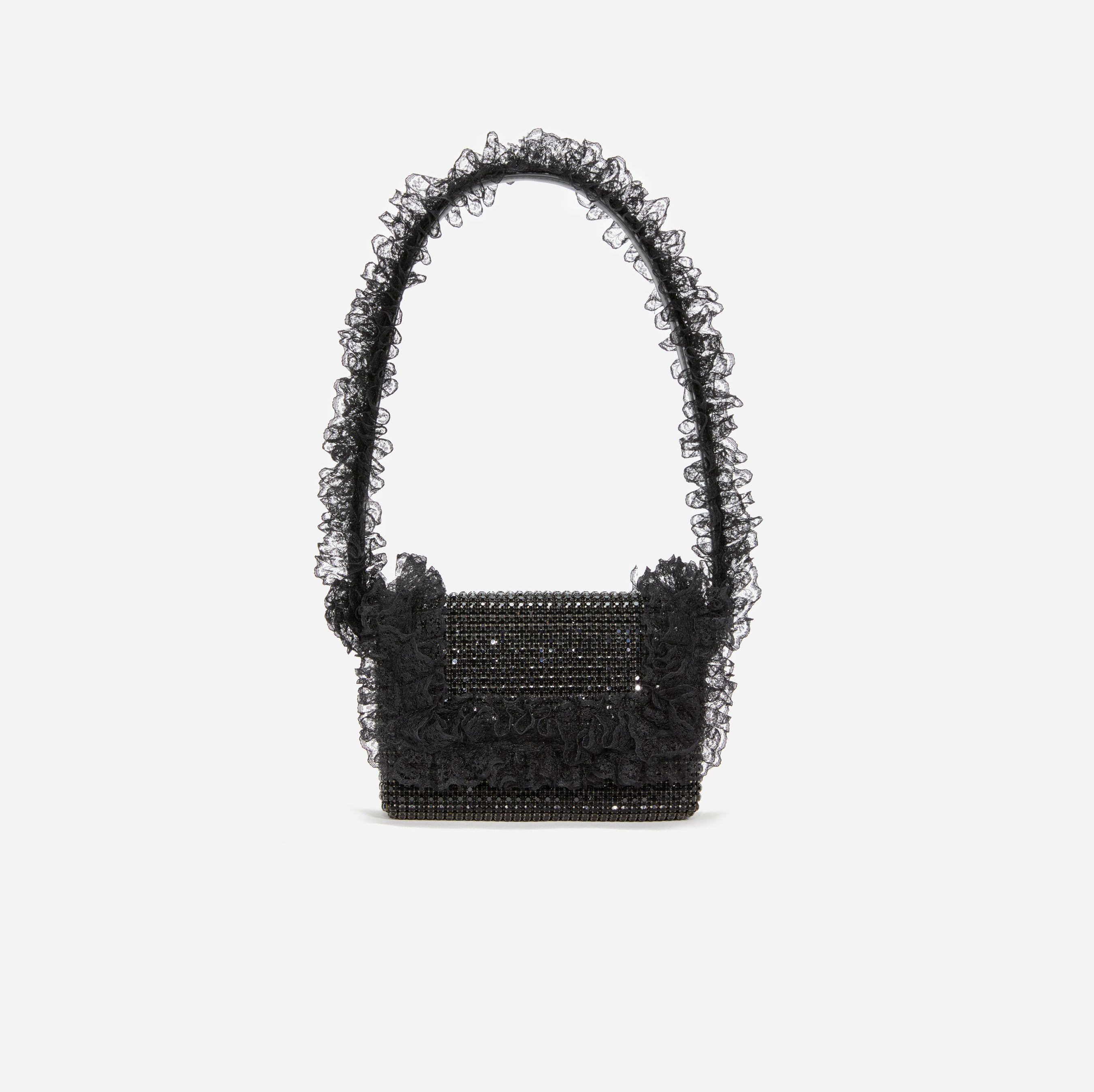 Black Crystal Lace Detail Bag