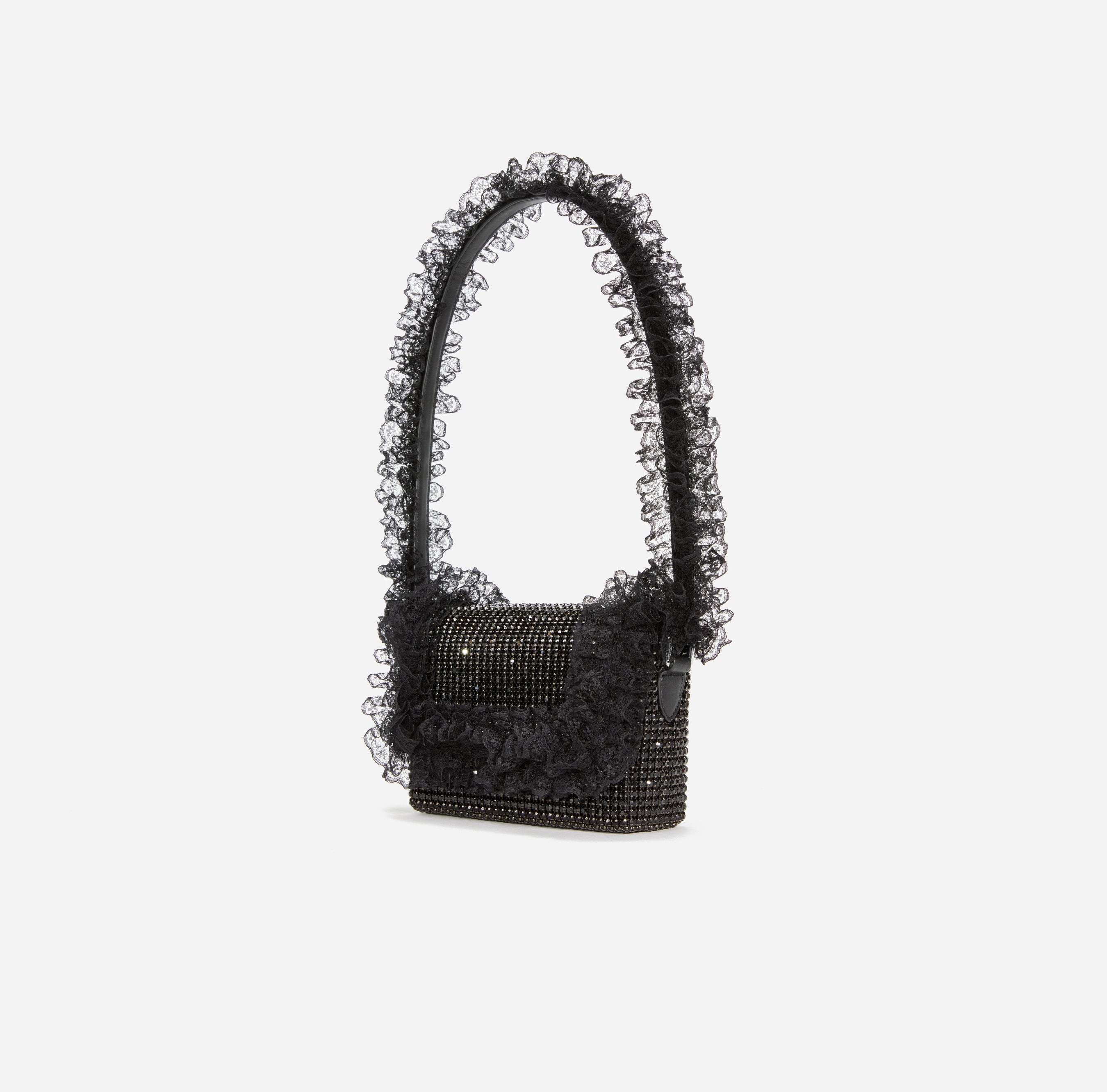 Black Crystal Lace Detail Bag