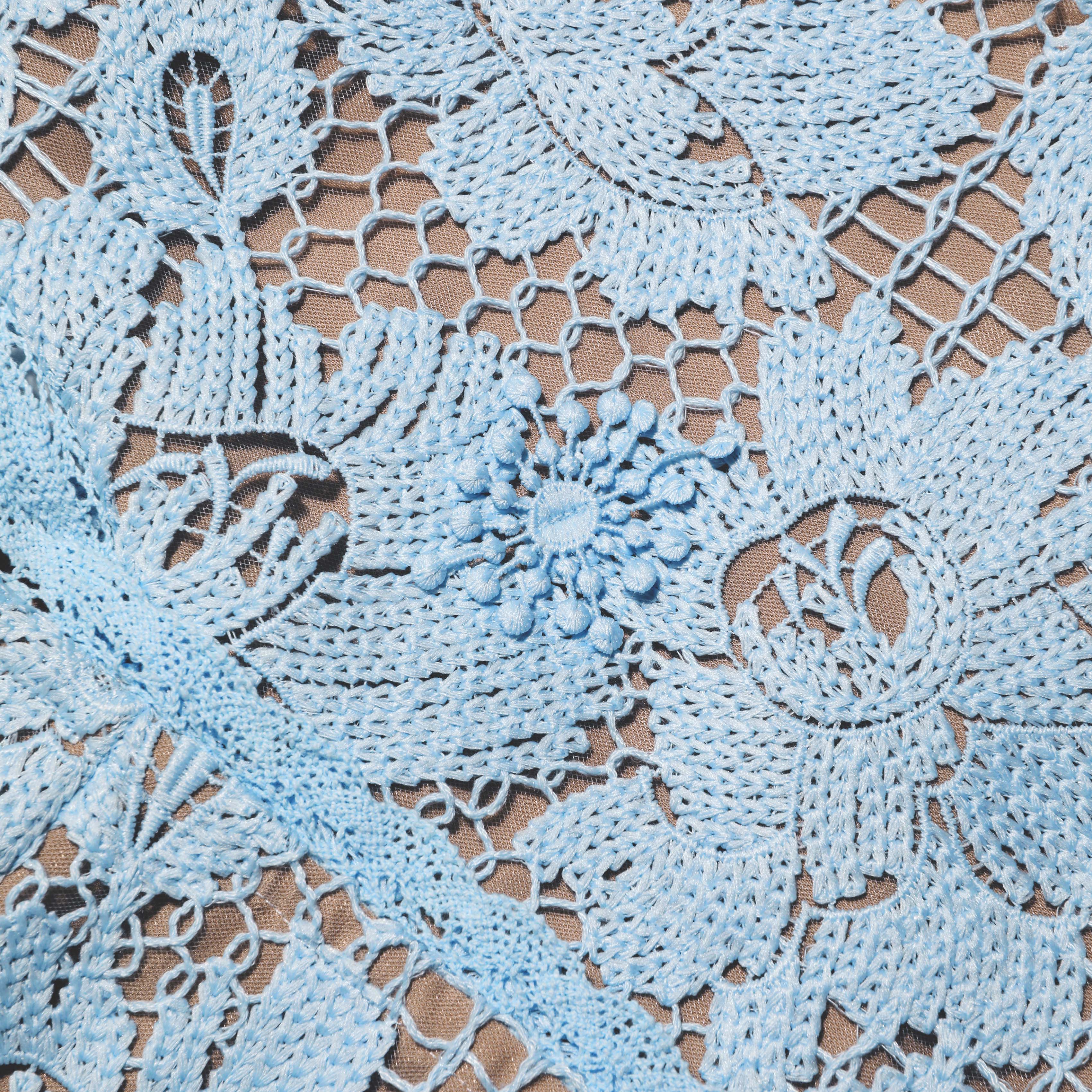 Blue Crochet Lace Midi Dress – self-portrait-US