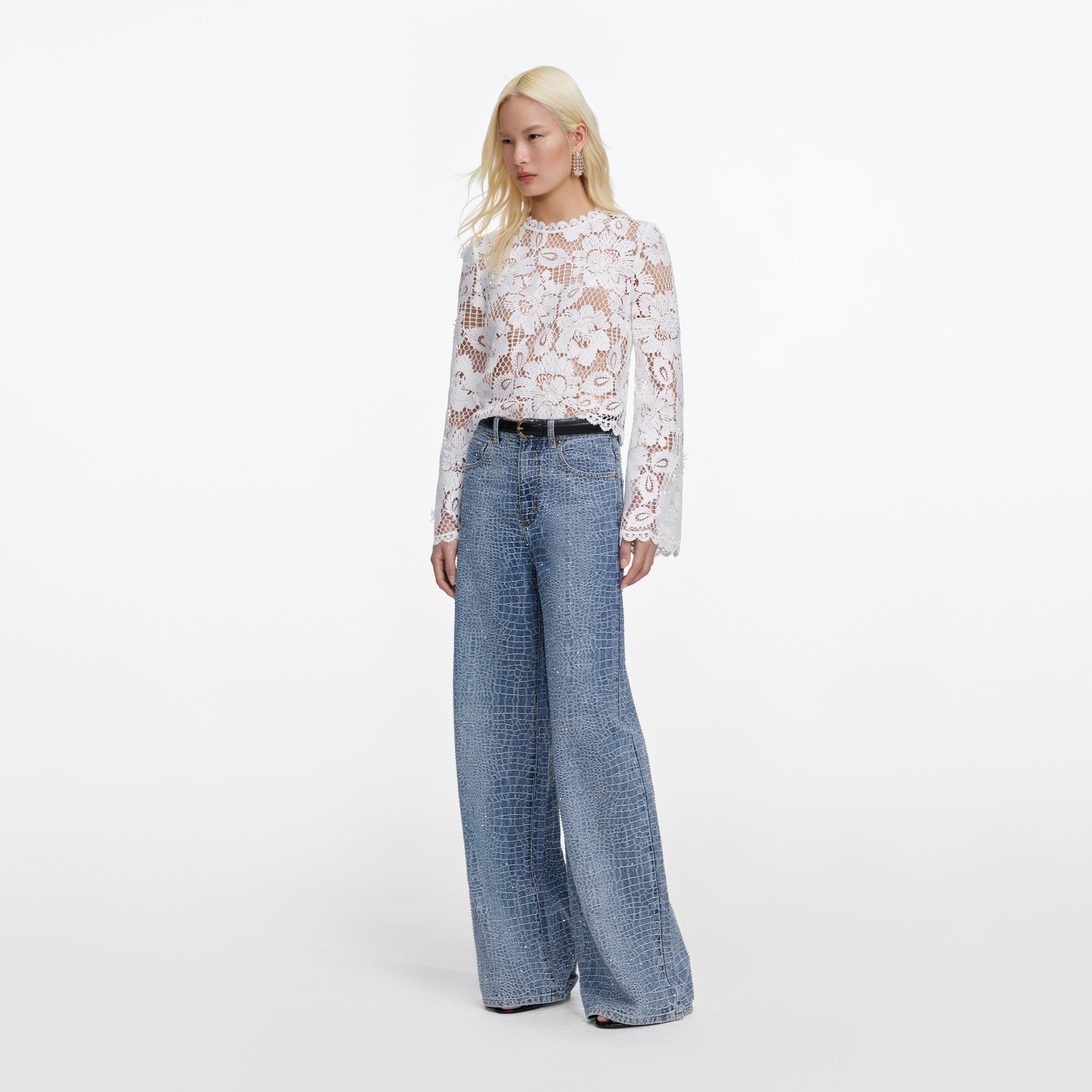 White Crochet Lace Top – self-portrait-US