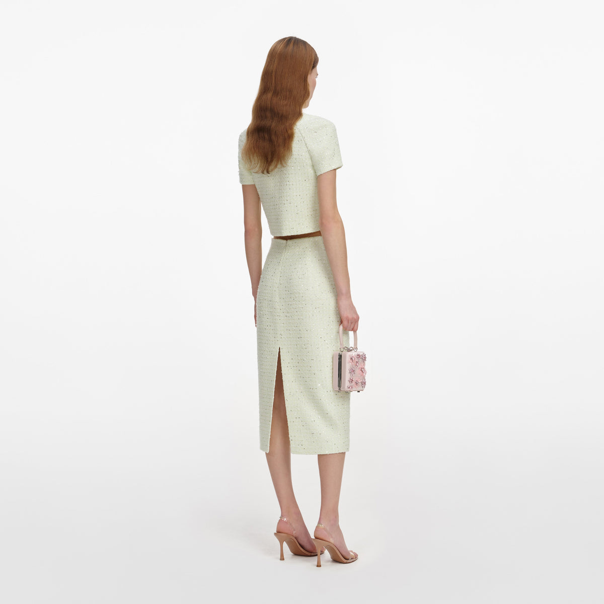 self portrait lime green dress Boucle Midi Skirt – self-portrait-US bs-ig