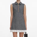 Grey Herringbone Mini Dress