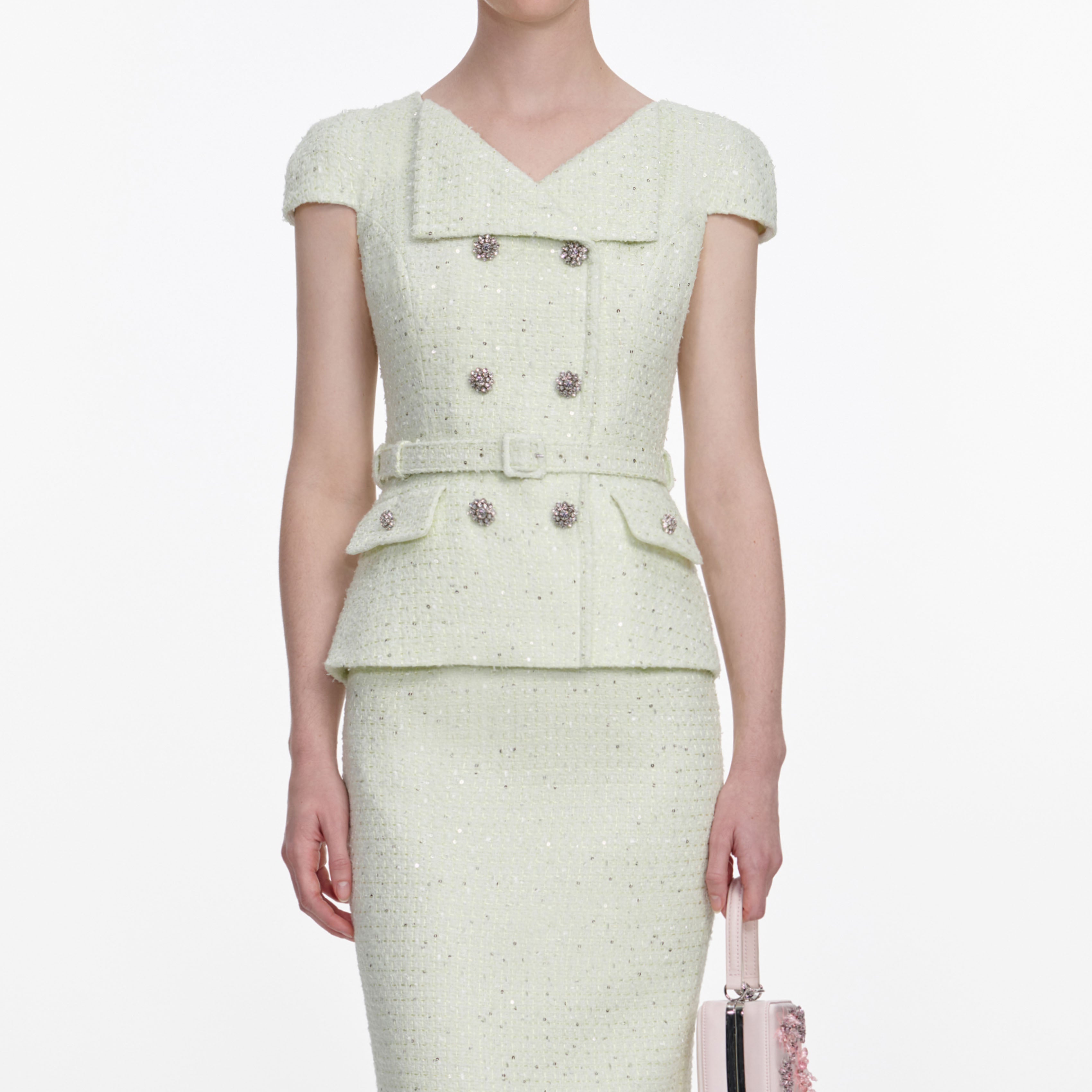 Lime Boucle Midi Dress