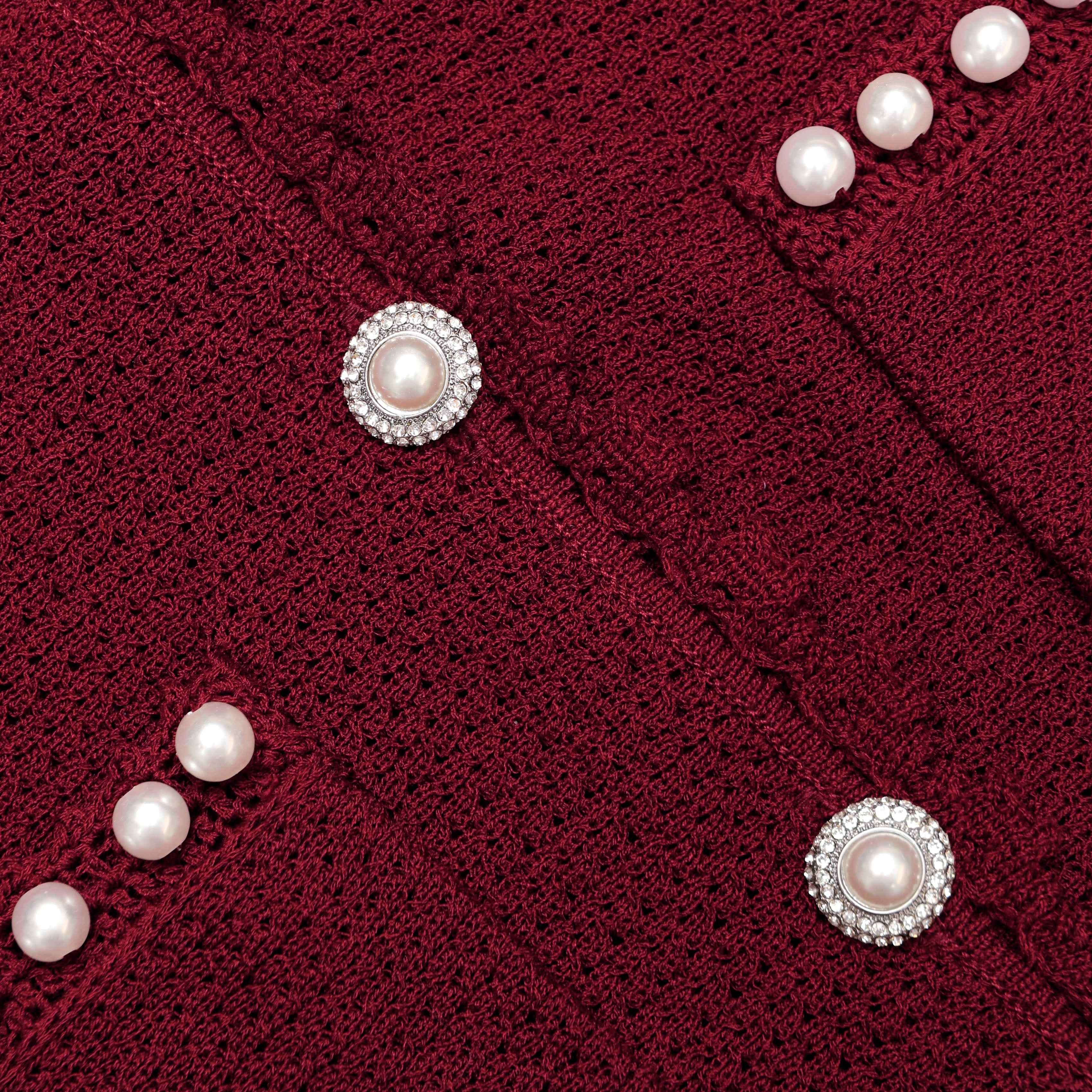 Burgundy Pearl Knit Midi Dress