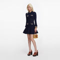 Navy Shell Embellished Knit Mini Dress