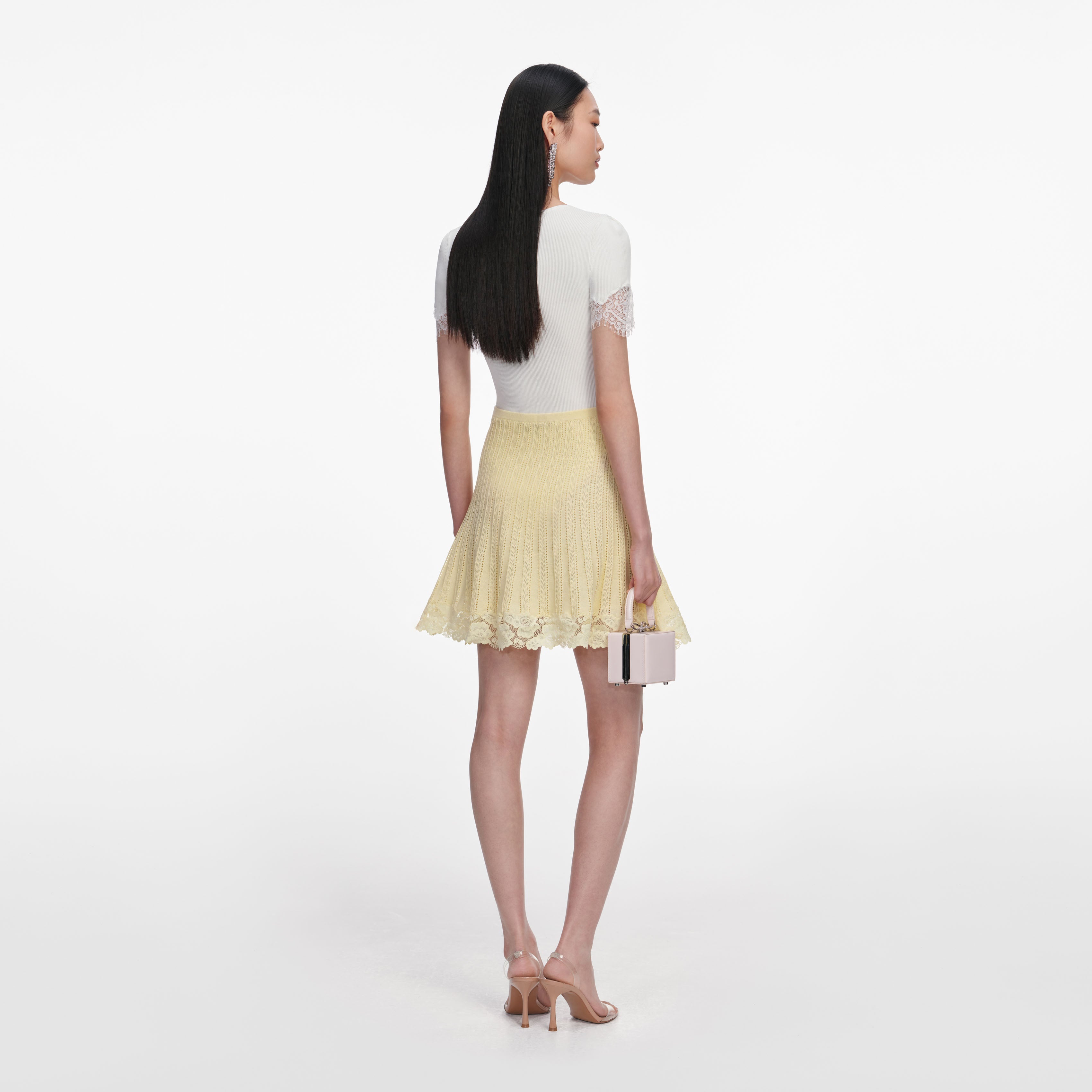 White Pointelle Knit Mini Skirt – self-portrait-US