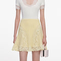 Yellow Pointelle Knit Mini Skirt