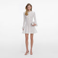 White Pointelle Knit Mini Dress