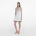 White Contrast Trim Knit Mini Dress