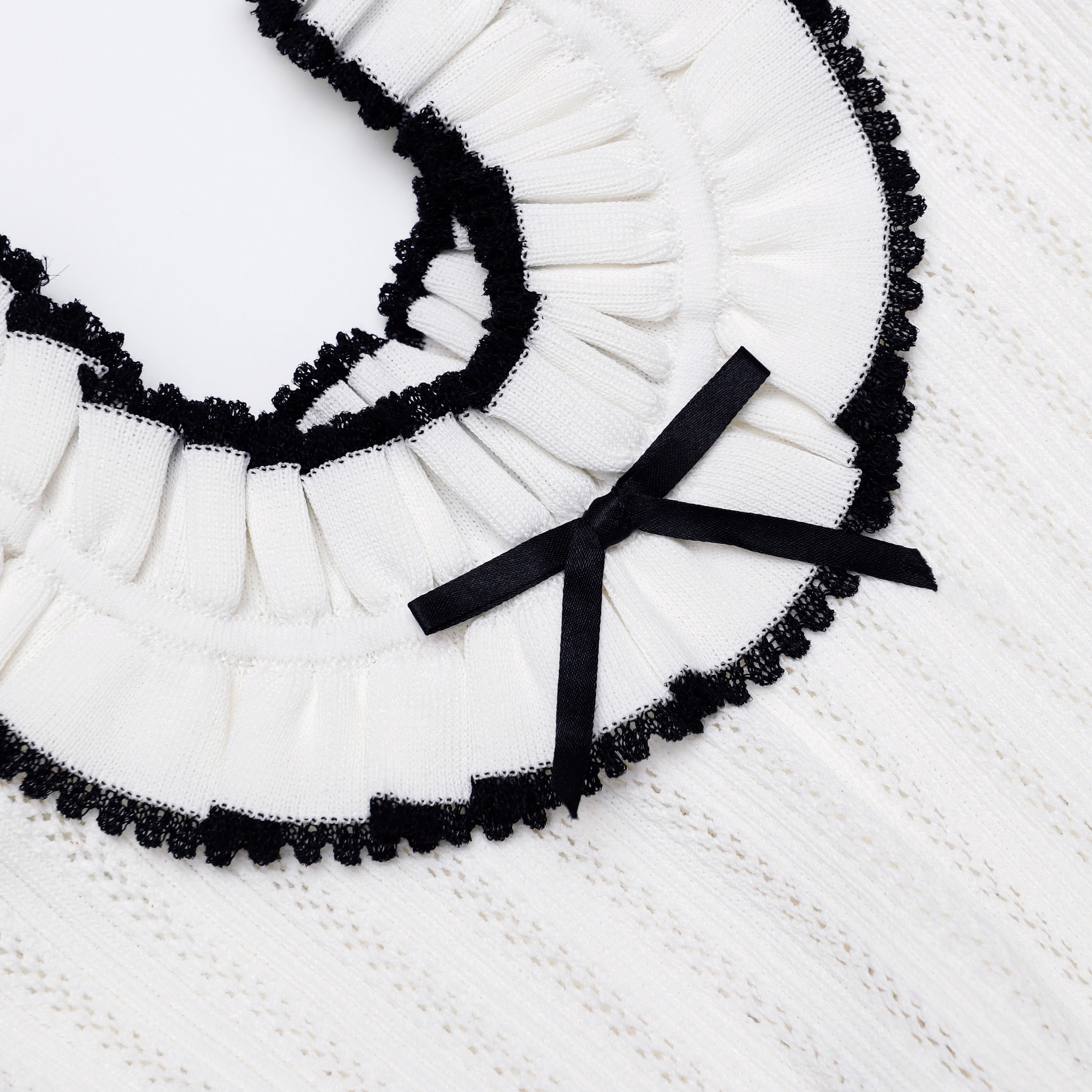 White Contrast Trim Knit Mini Dress