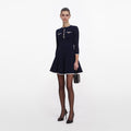 Navy Bow Knit Mini Dress