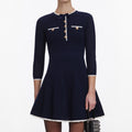 Navy Bow Knit Mini Dress