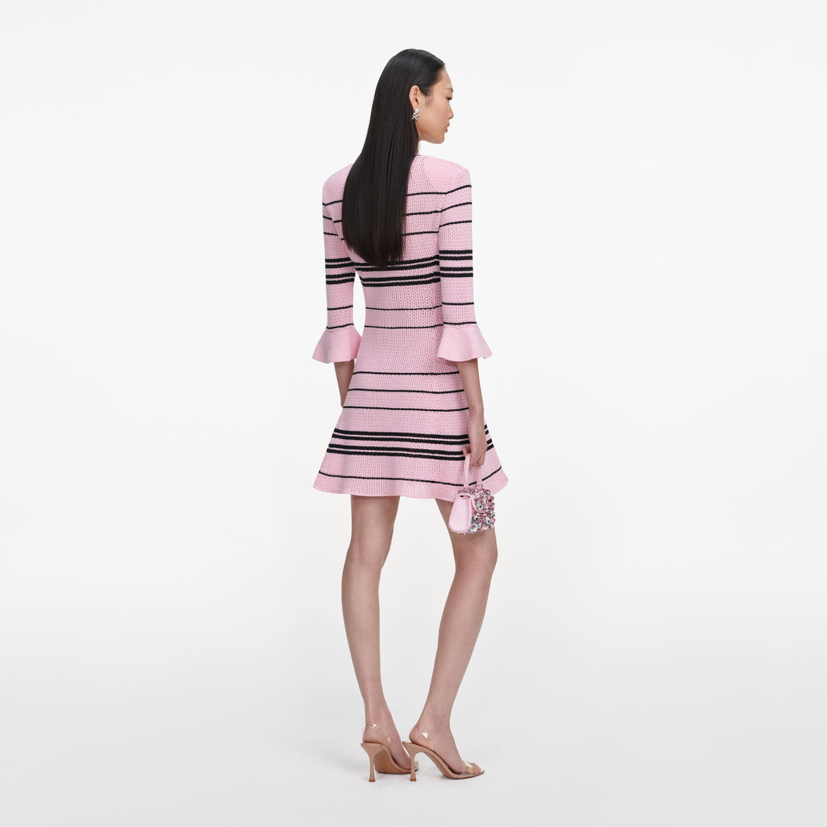 Self-Portrait - Pink Stripe Knit Mini Dress