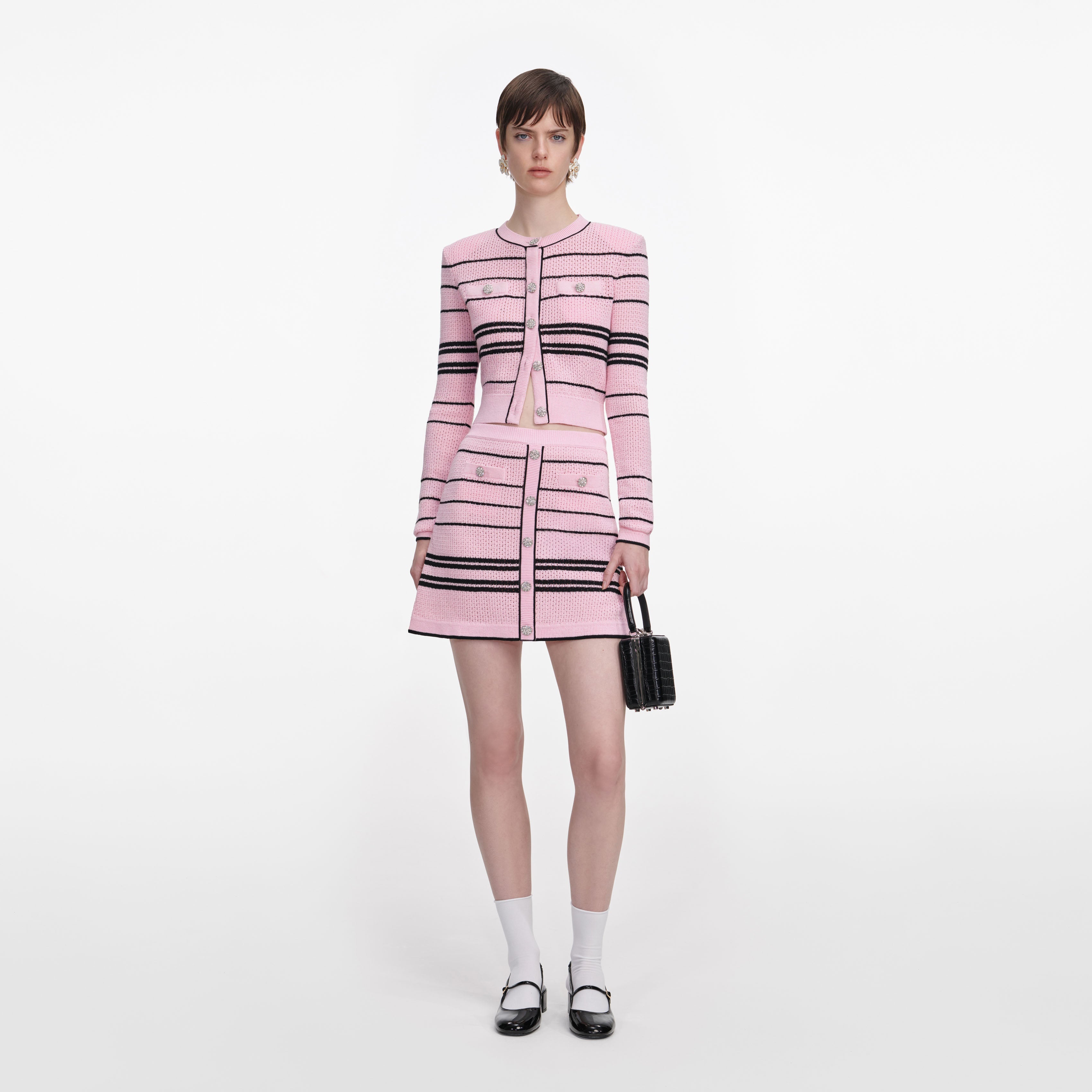 SELF PORTRAIT - ❤️正規品Selfportrait23新作新品タグ付き★ピンク　カーディガン Pink Stripe Cardigan – self-portrait-US