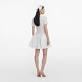 White Pointelle Knit Flared Mini Dress