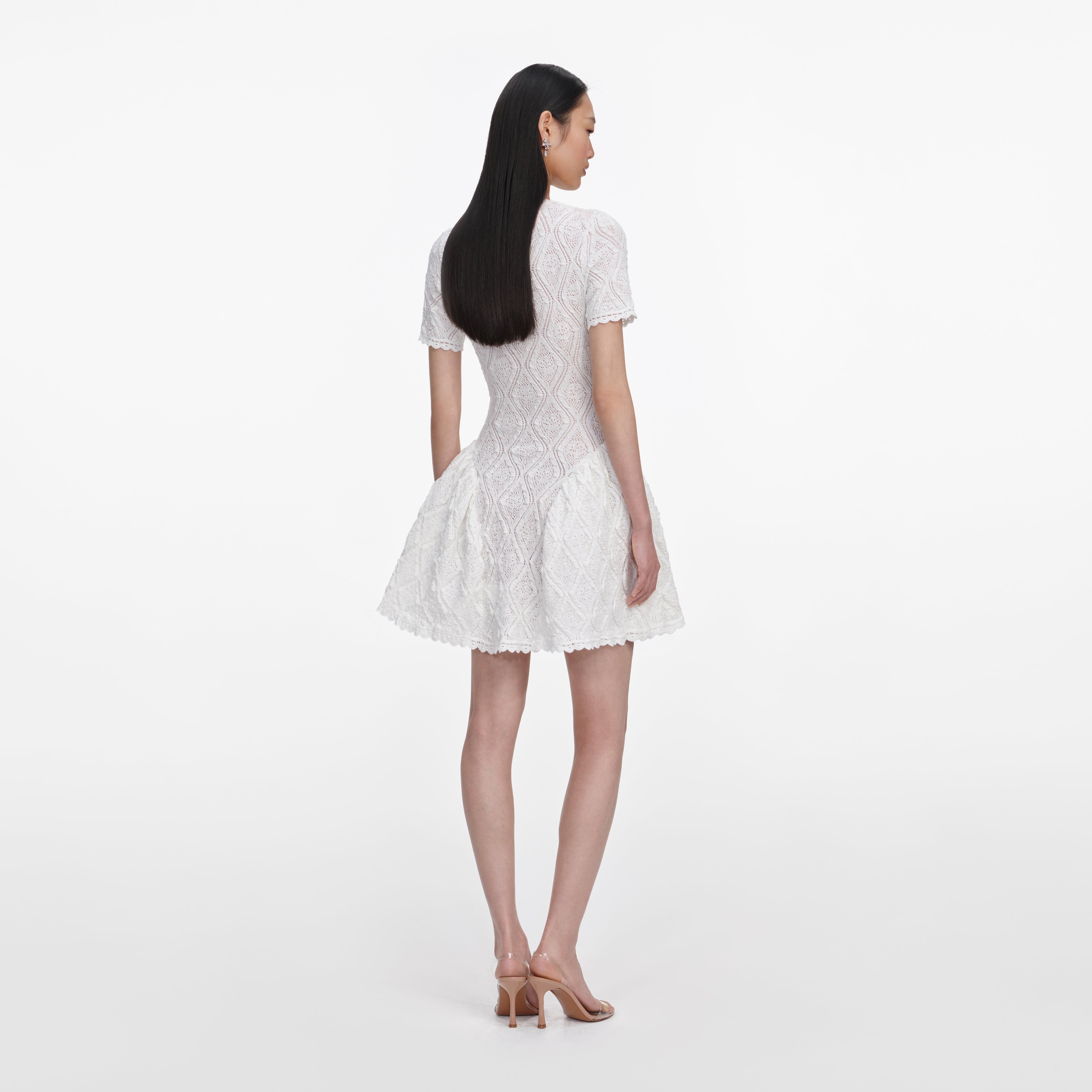 White Pointelle Knit Mini Skirt – self-portrait-US