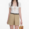 Beige Cotton Skort