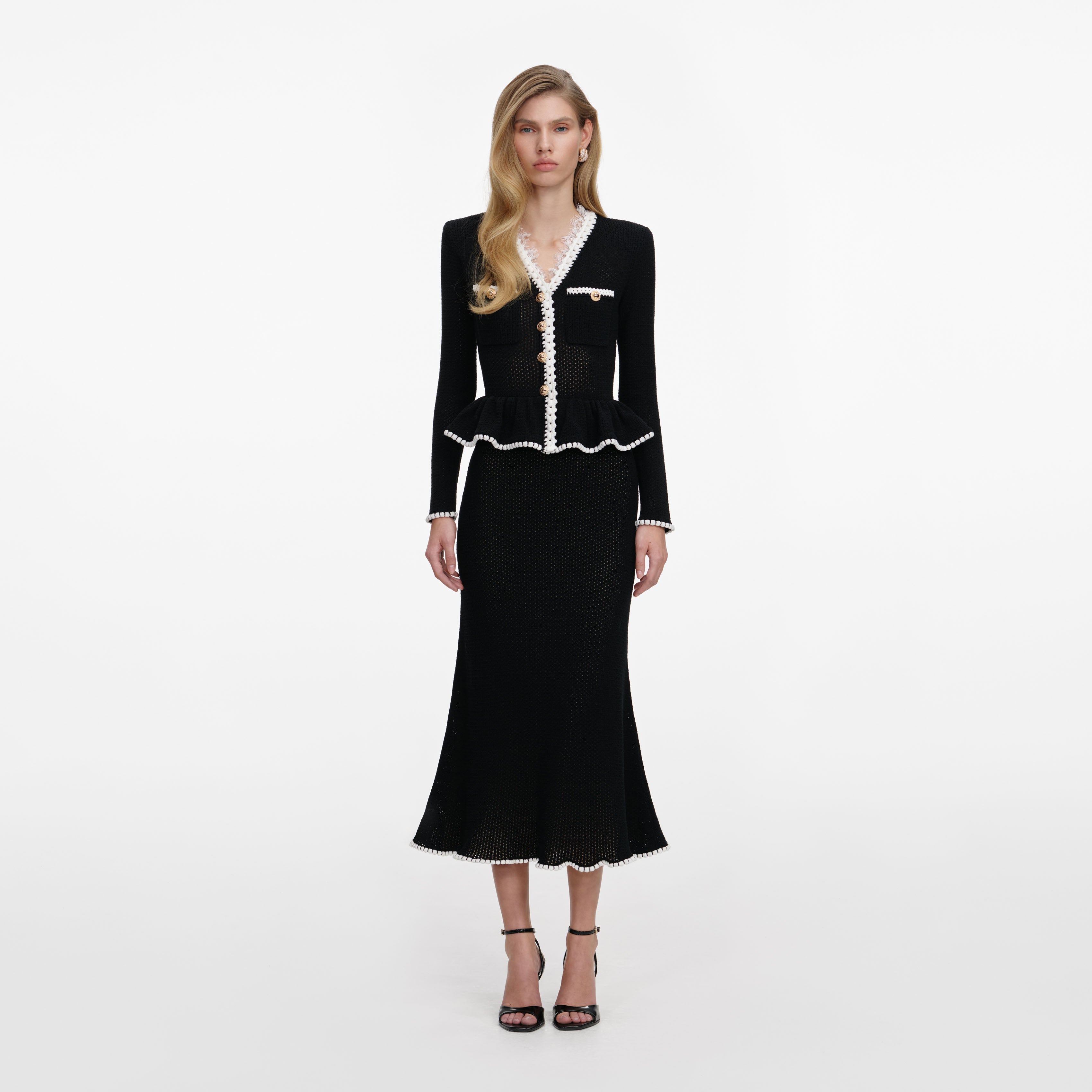 Grey Argyle Lightweight Jumper – self-portrait-US