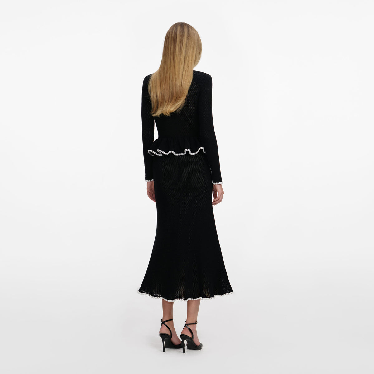 chinese dress ladies Self-Portrait - White Knit Lace Insert Midi Dress