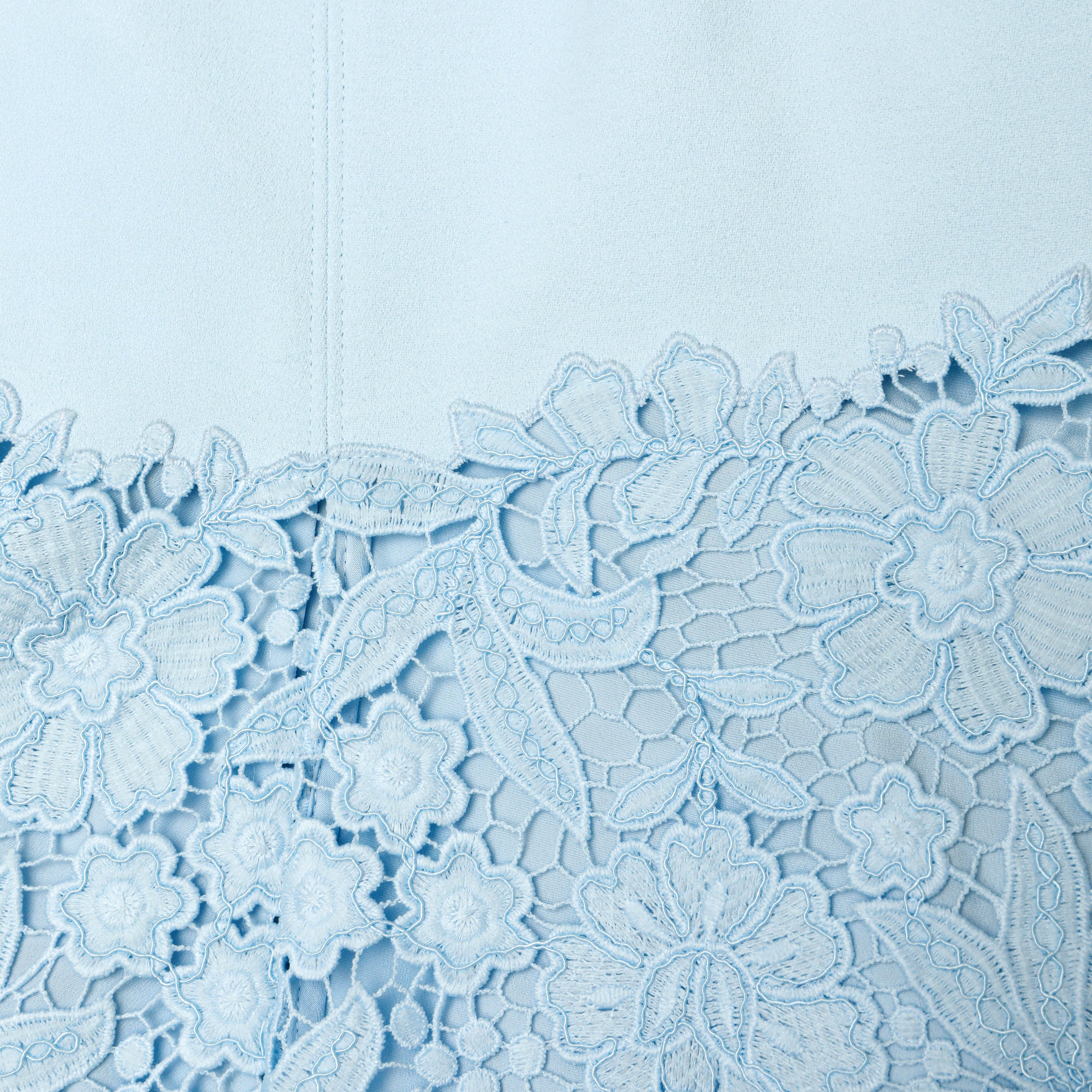 Blue Crepe Lace Midi Dress – self-portrait-US