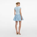 Blue Crepe Lace Mini Dress