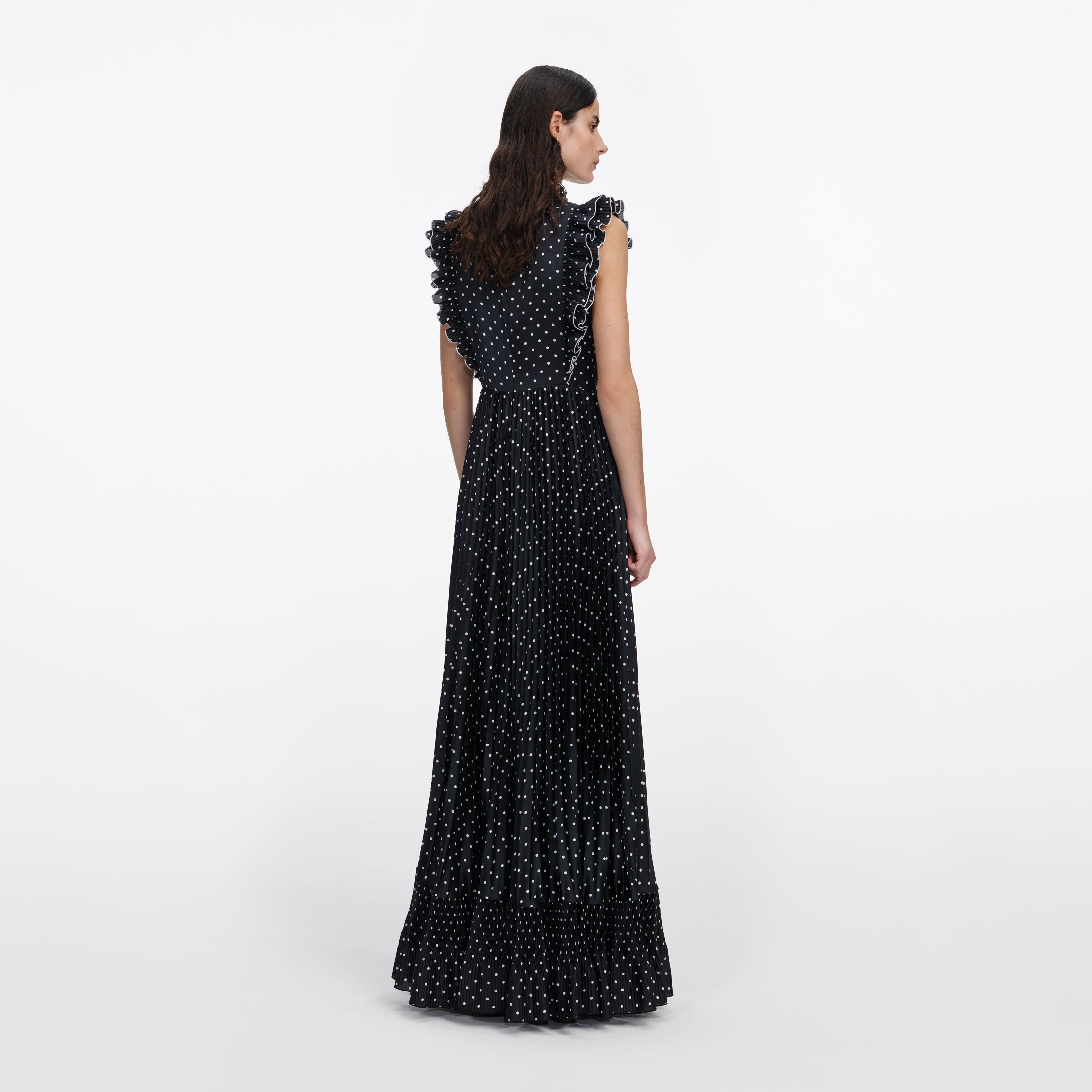 Black Polka Dot Frill Maxi Dress