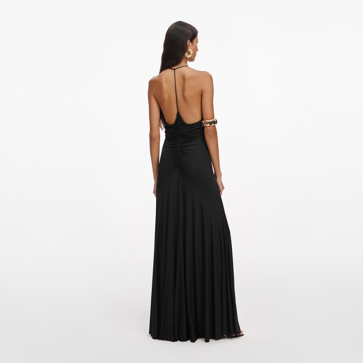 Self-Portrait Draped Dress - Black