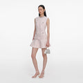 Pink Sequin Boucle Belted Mini Dress