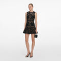 Black Lace Crystal Mini Dress