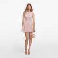 Pink Lace Crystal Mini Dress