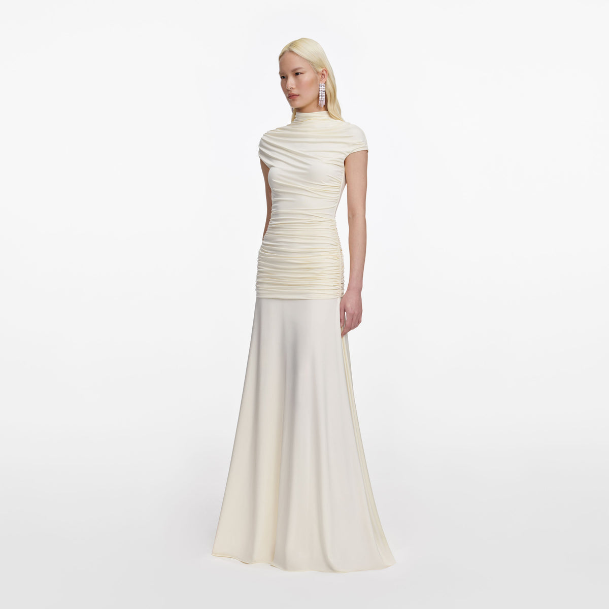 wisp ella jersey maxi dress self-portrait - Yellow Jersey Draped Maxi Dress