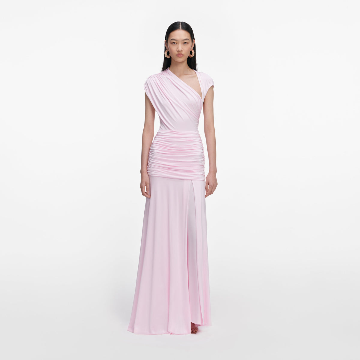 Self-Portrait Jersey Draped Maxi Dress in Pink - Size US 8/ UK 12 Self-Portrait Jersey Draped Maxi Dress in Pink - Size US 8/ UK 12