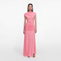 Pink Jersey Gathered Maxi Skirt