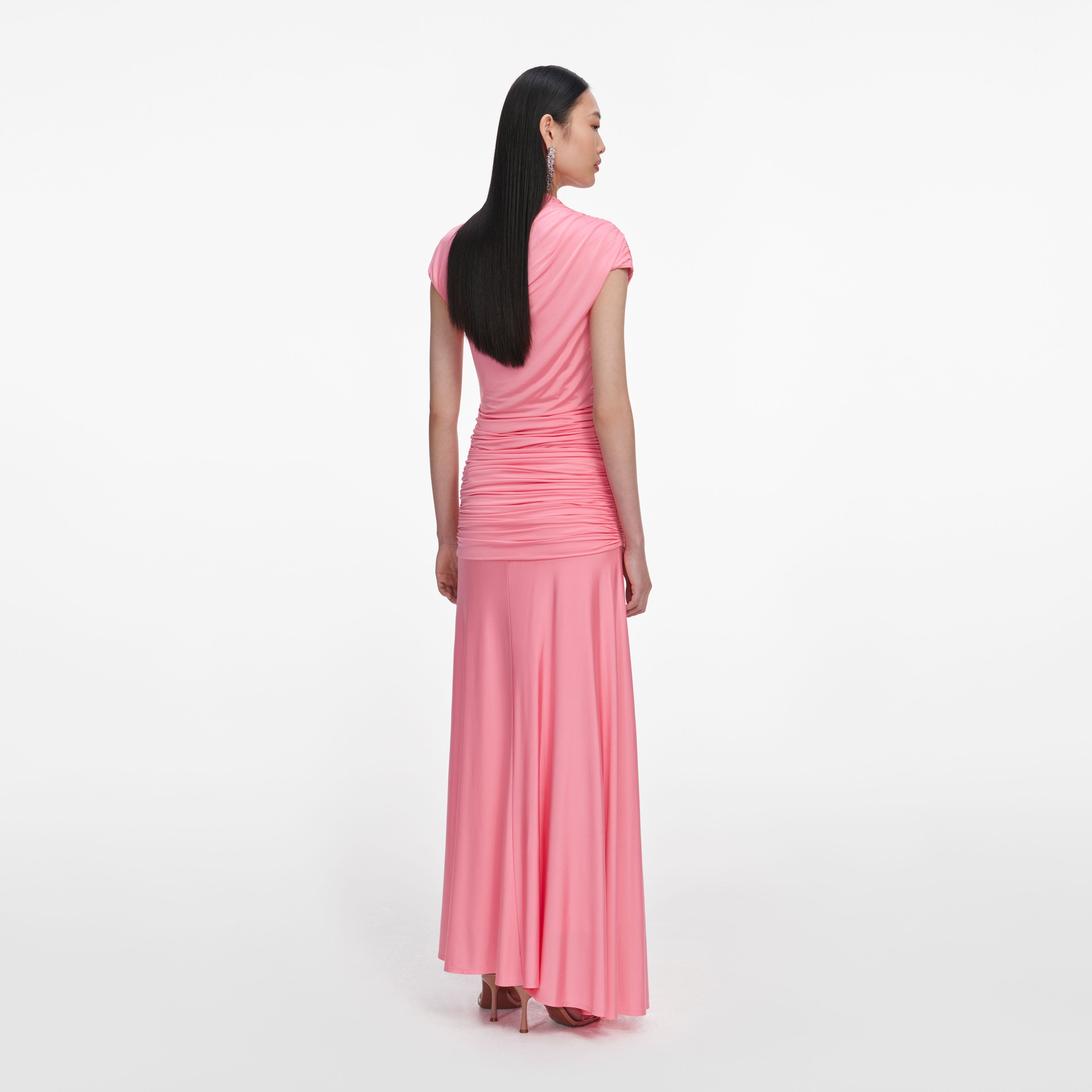 Pink Jersey Gathered Maxi Skirt – self-portrait-US