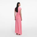 Pink Jersey Gathered Maxi Skirt