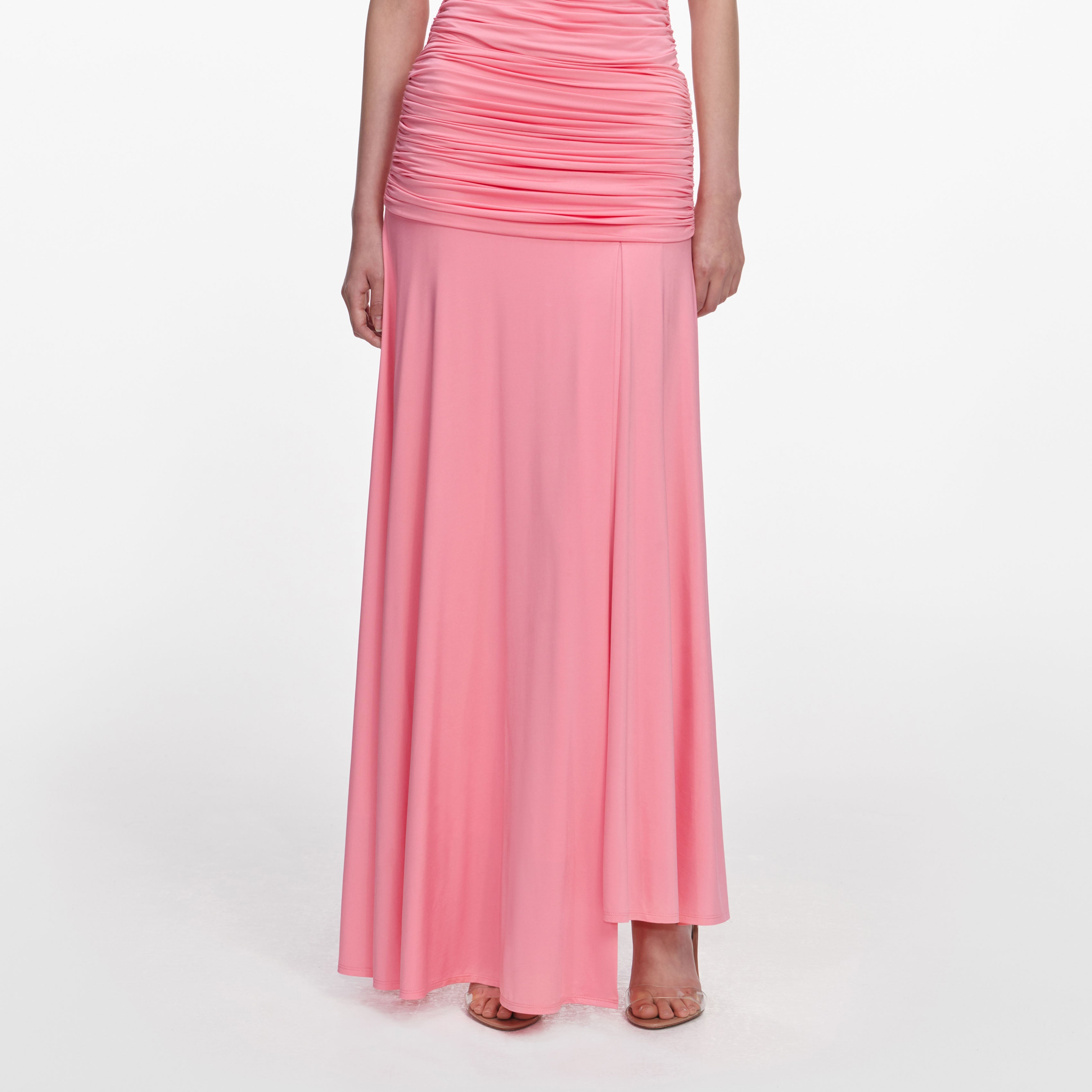 Pink Jersey Gathered Maxi Skirt – self-portrait-US