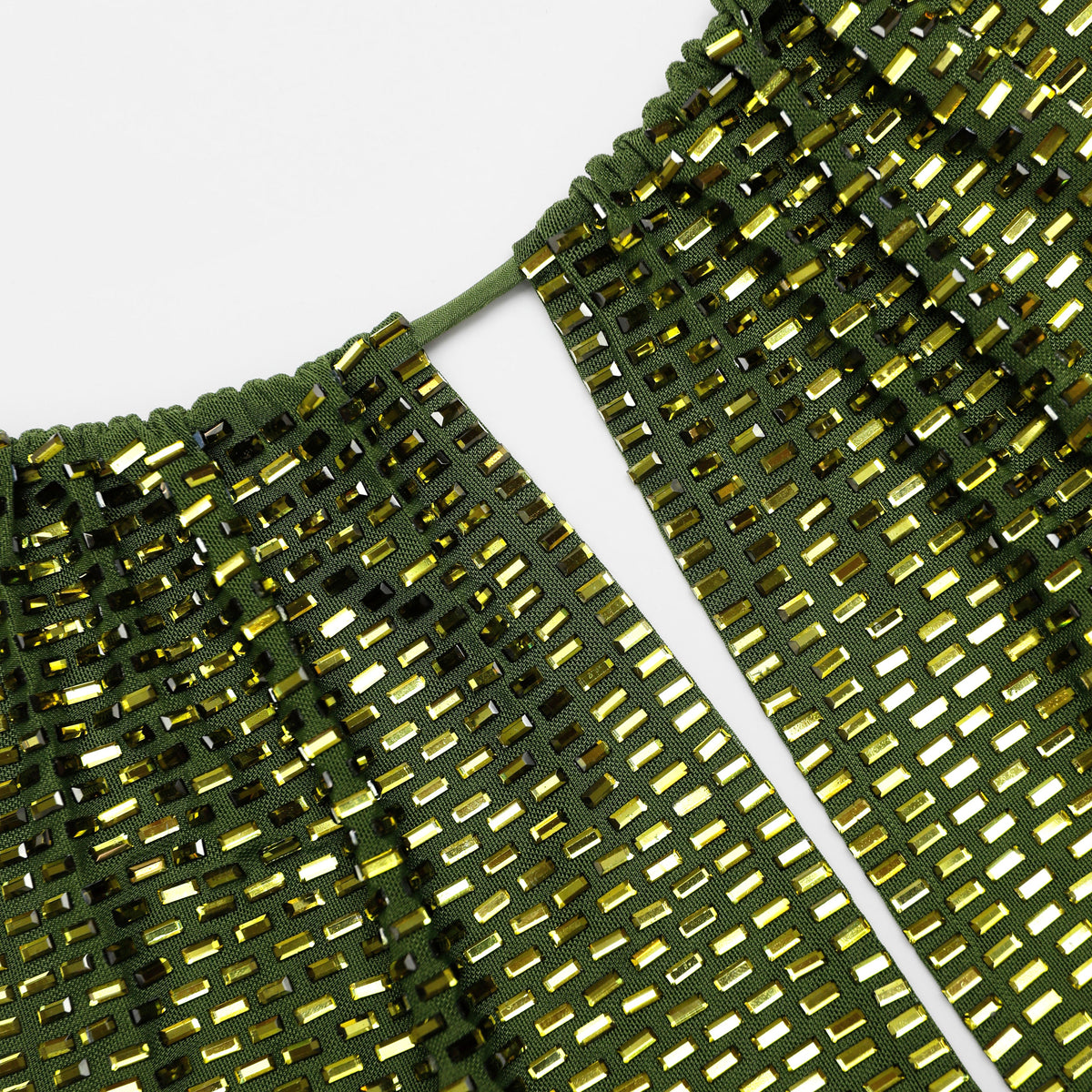 self portrait olive green dress Self-portrait Sequin-embellished Ankle-length Dress