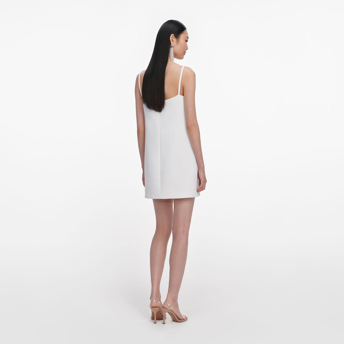 self portrait crepe flower mini dress self-portrait - White Crepe 3D Sequin Flower Mini Dress