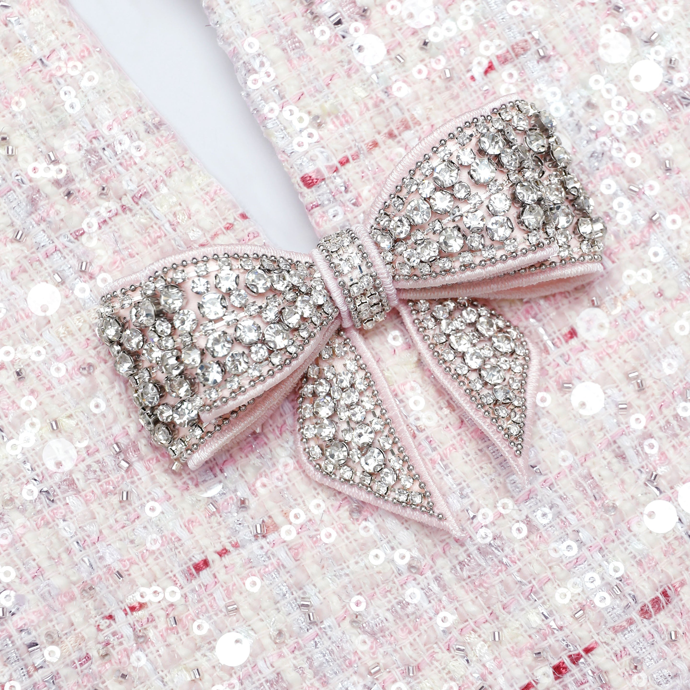 Pink Sequin Boucle Bow Mini Dress – self-portrait-US