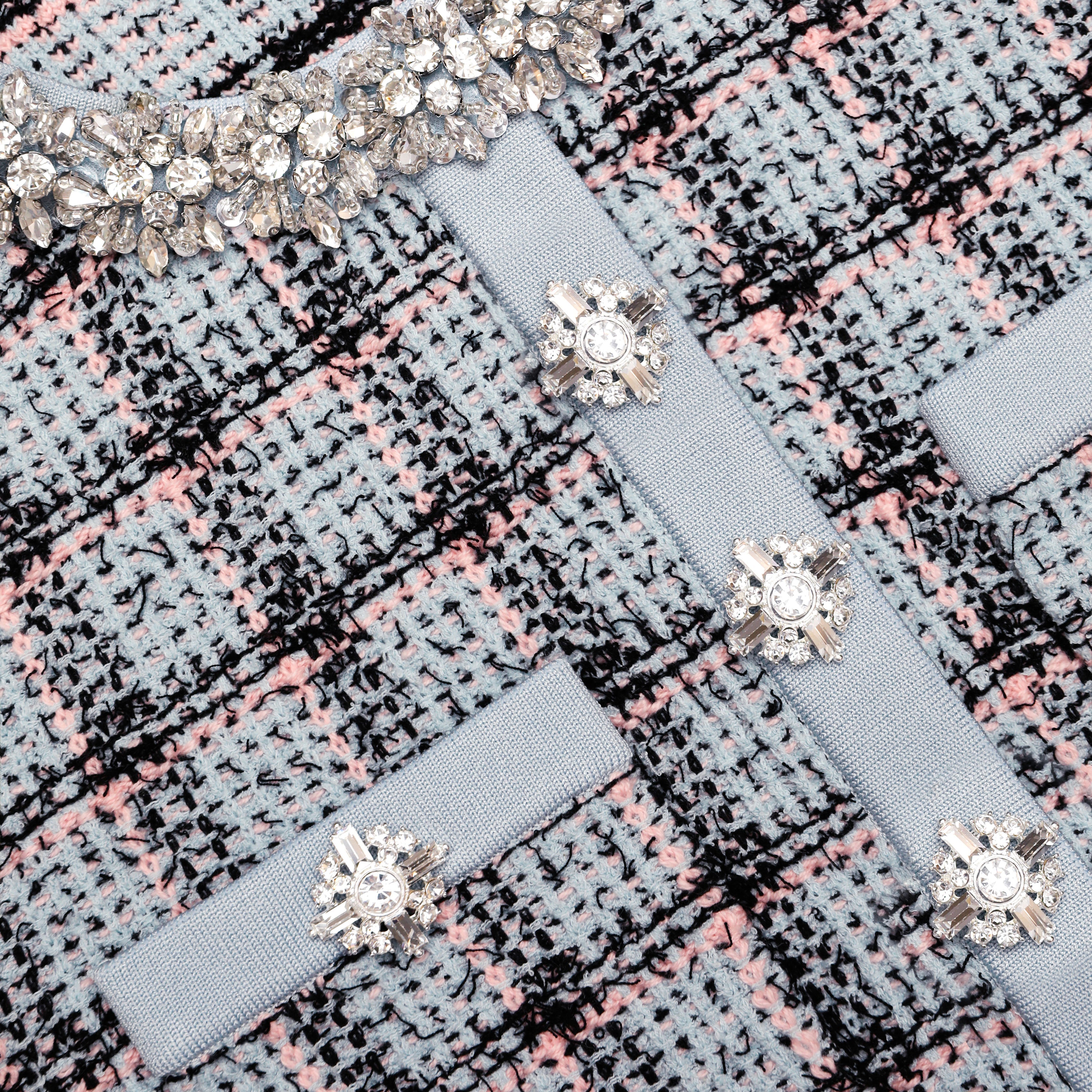 Blue Check Knit Cardigan