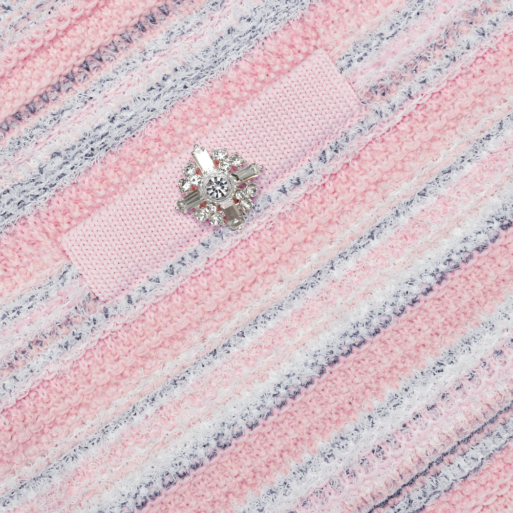 A close up of the fabric for the Pink Textured Knit Mini Skirt
