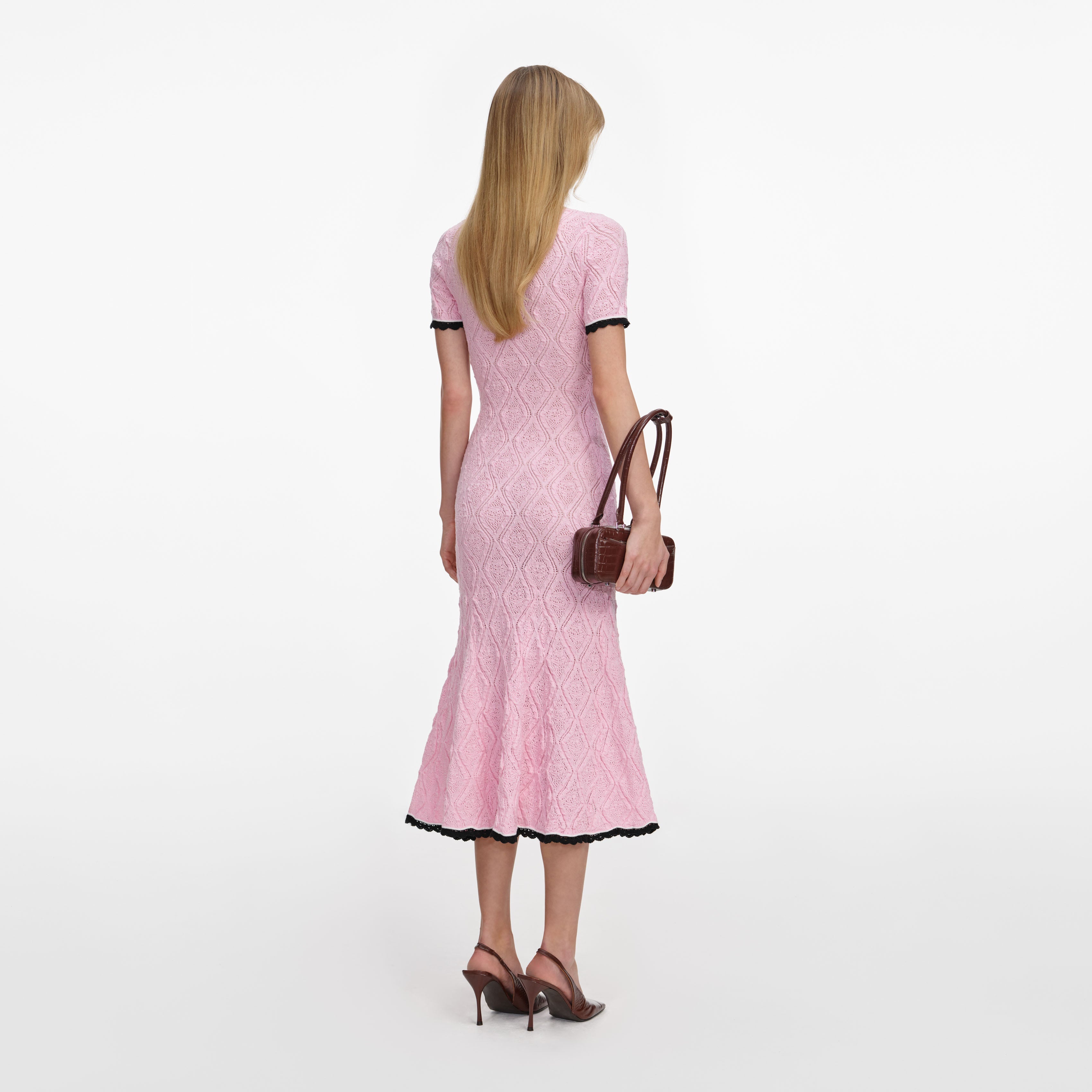 Pink Pointelle Knit Mini Dress – self-portrait-US