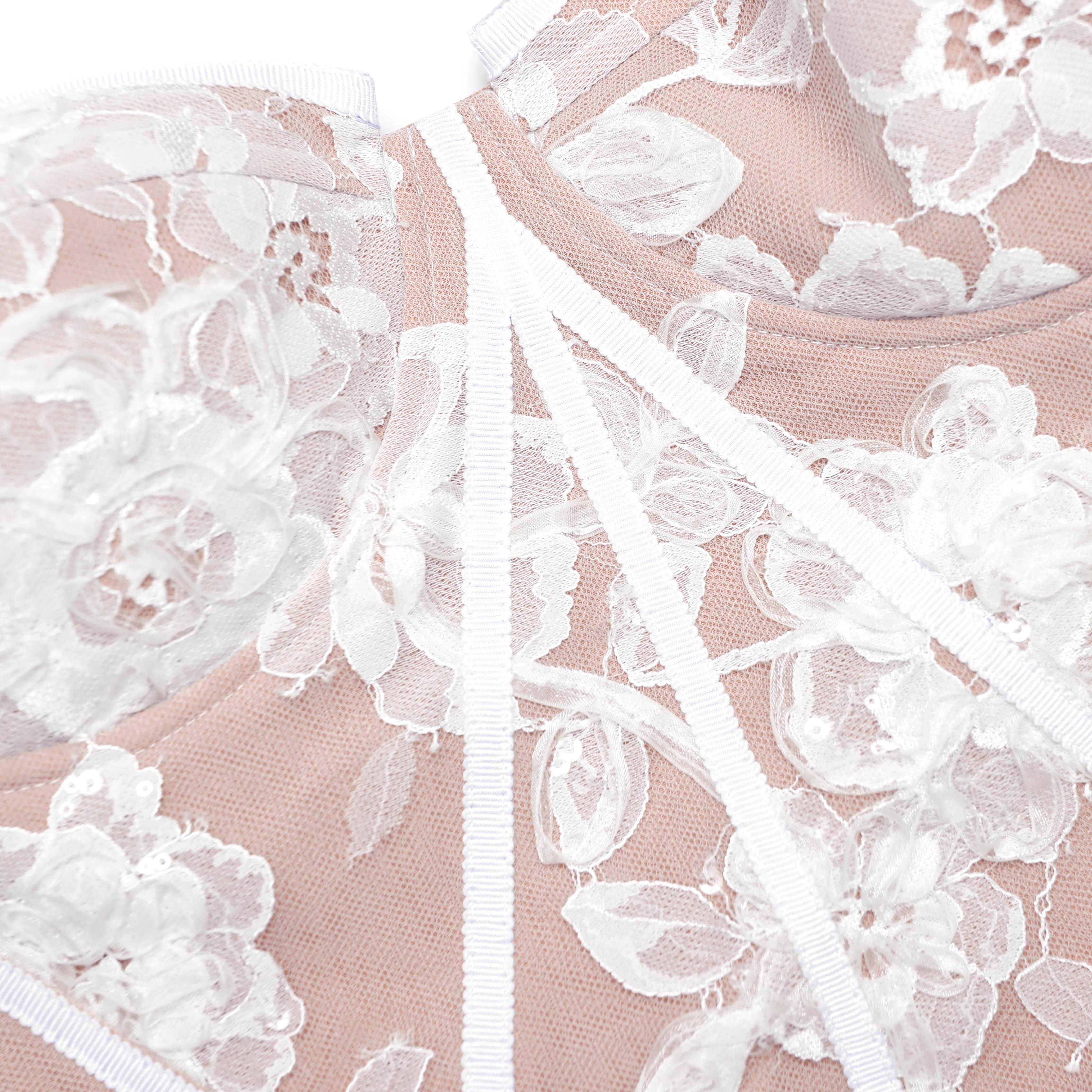 White Sequin Lace Bandeau Top