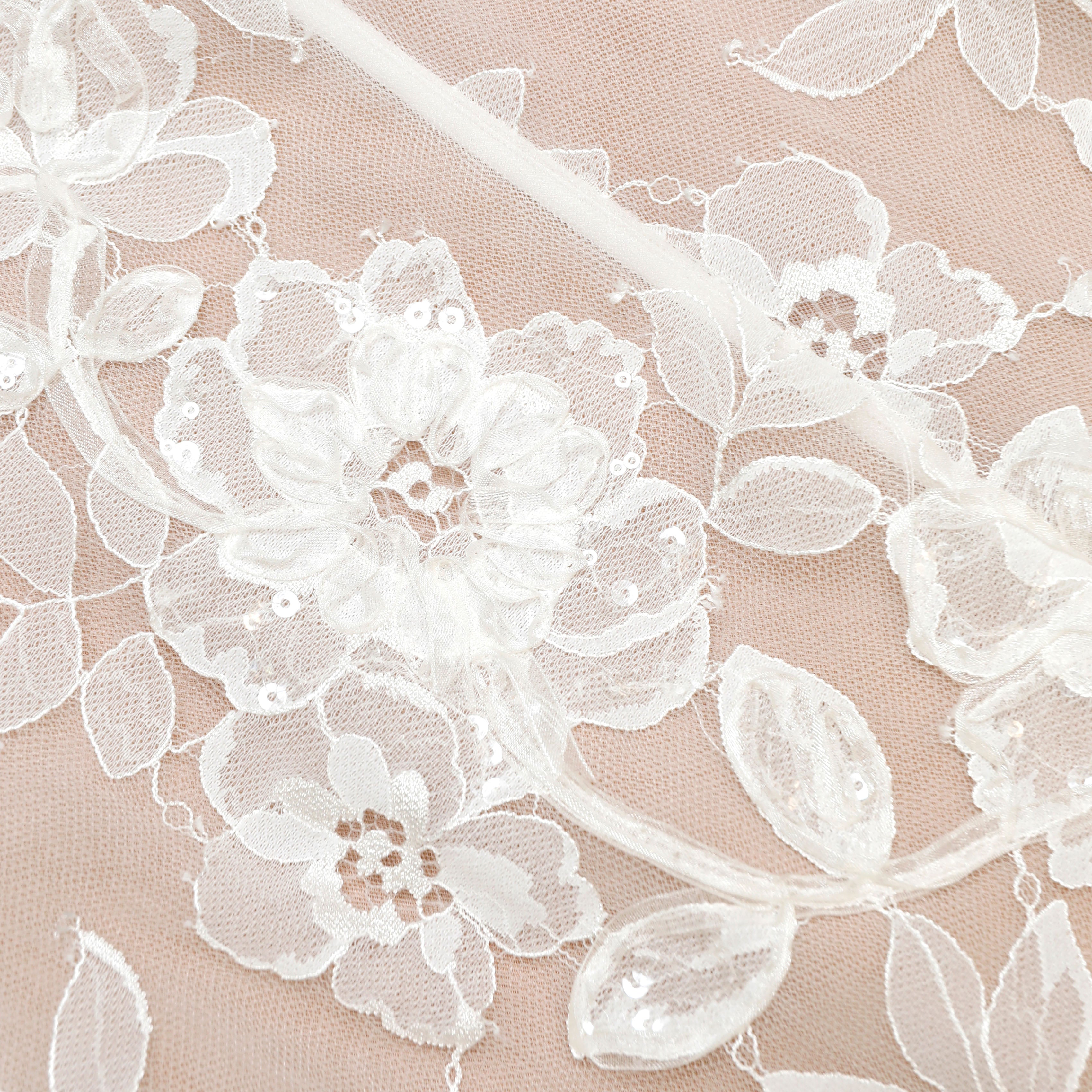 White Sequin Lace Midi Dress