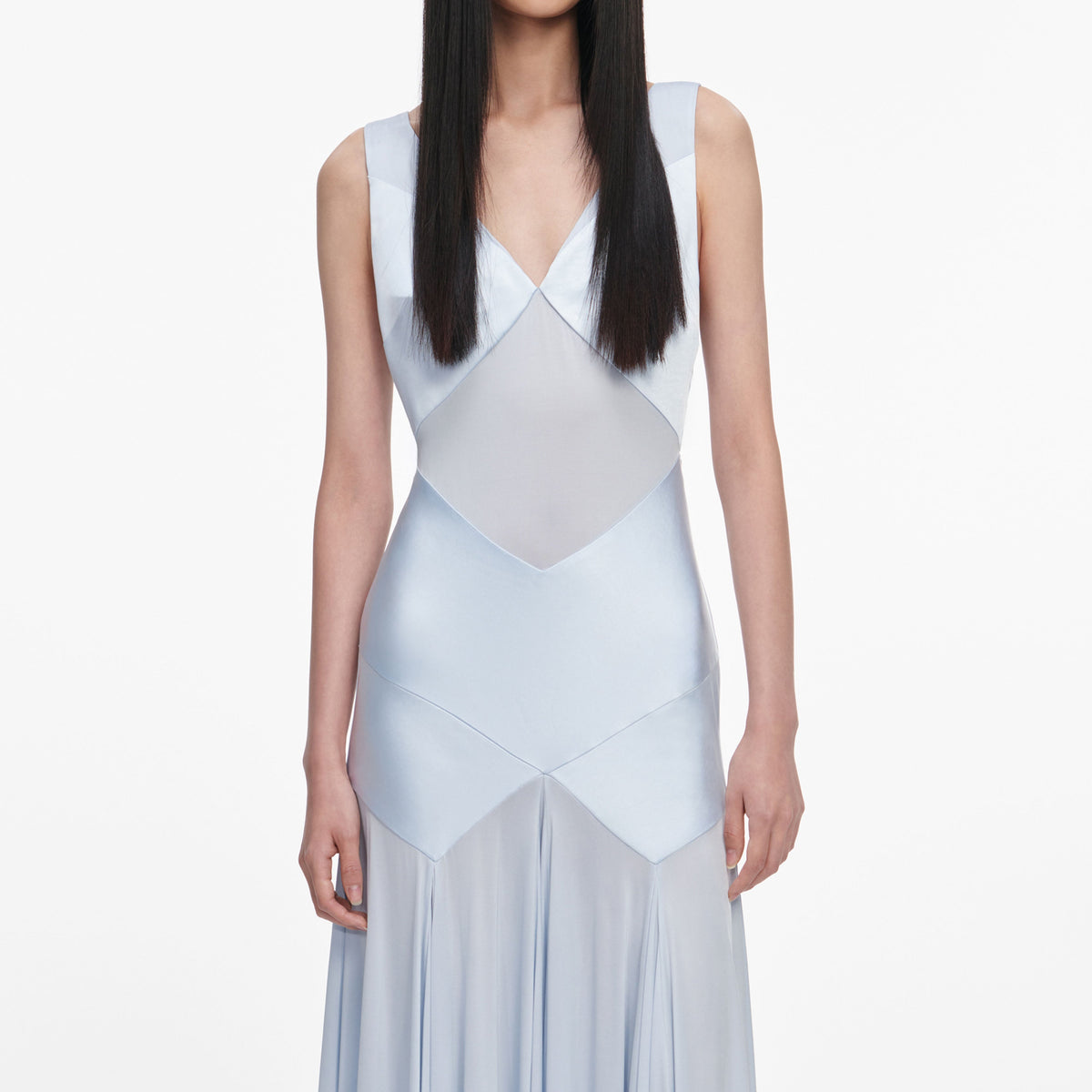 self portrait blue off shoulder dress self-portrait - Blue Satin Jersey Maxi Dress