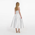 White Taffeta Strapless Midi Dress