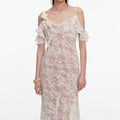 Cream Lace Flower Maxi Dress