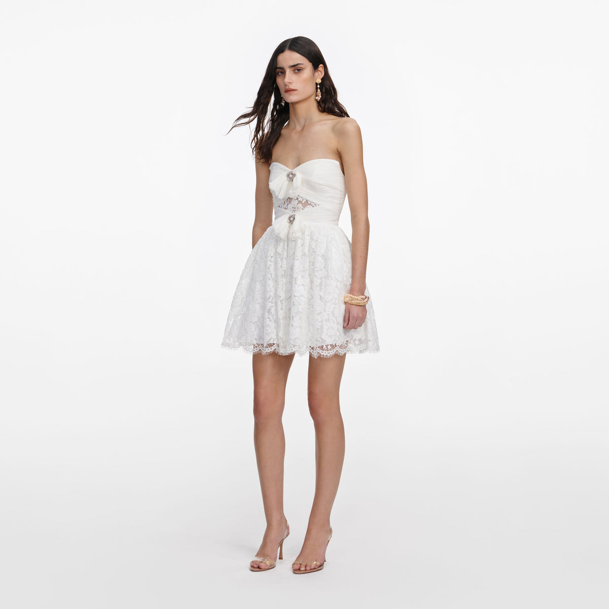 white lace dress with black bow self-portrait - Mini Square Collar Shannon Mini Dress | Vibrant Yellow Color:WHITE PRINT WTXUE Corset Dress, Prom